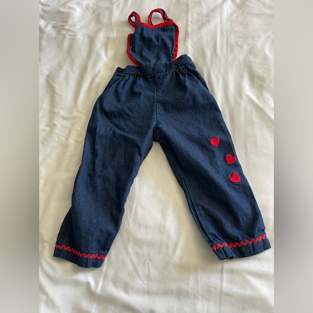 Playful‎ Blue and Red Overalls with Elastic Waistband